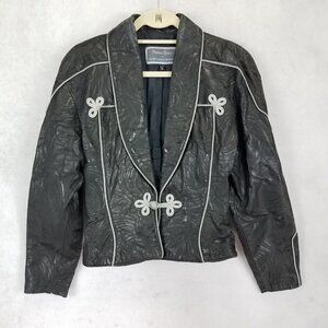 Vintage 80s RARE Michael Hoban For North Beach 5/6 Leather Jacket Embroidered